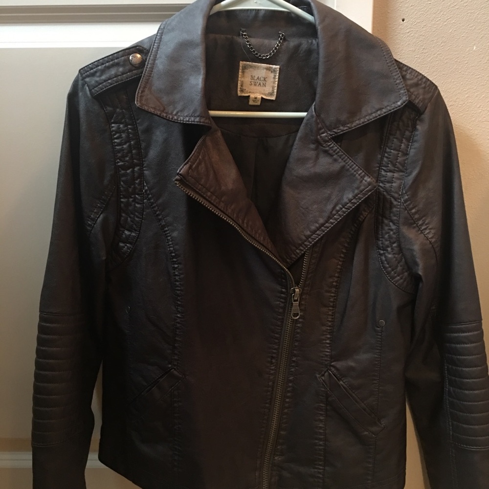 Black swan vegan leather moto jacket